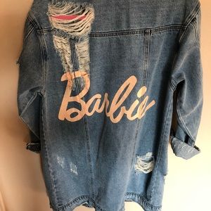 Oversized ripped jean jacket